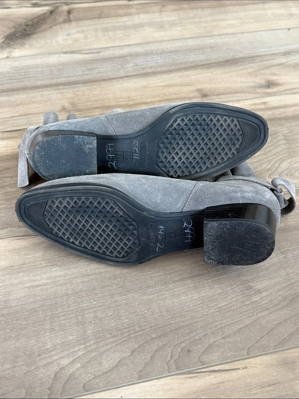 AEROSOLES Gray Suede Ankle Booties Women’s Size 7.5